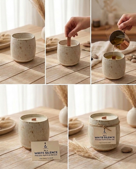 WHITE SILENCE — Hand-Thrown Ceramic Candle | Green Tea Floral