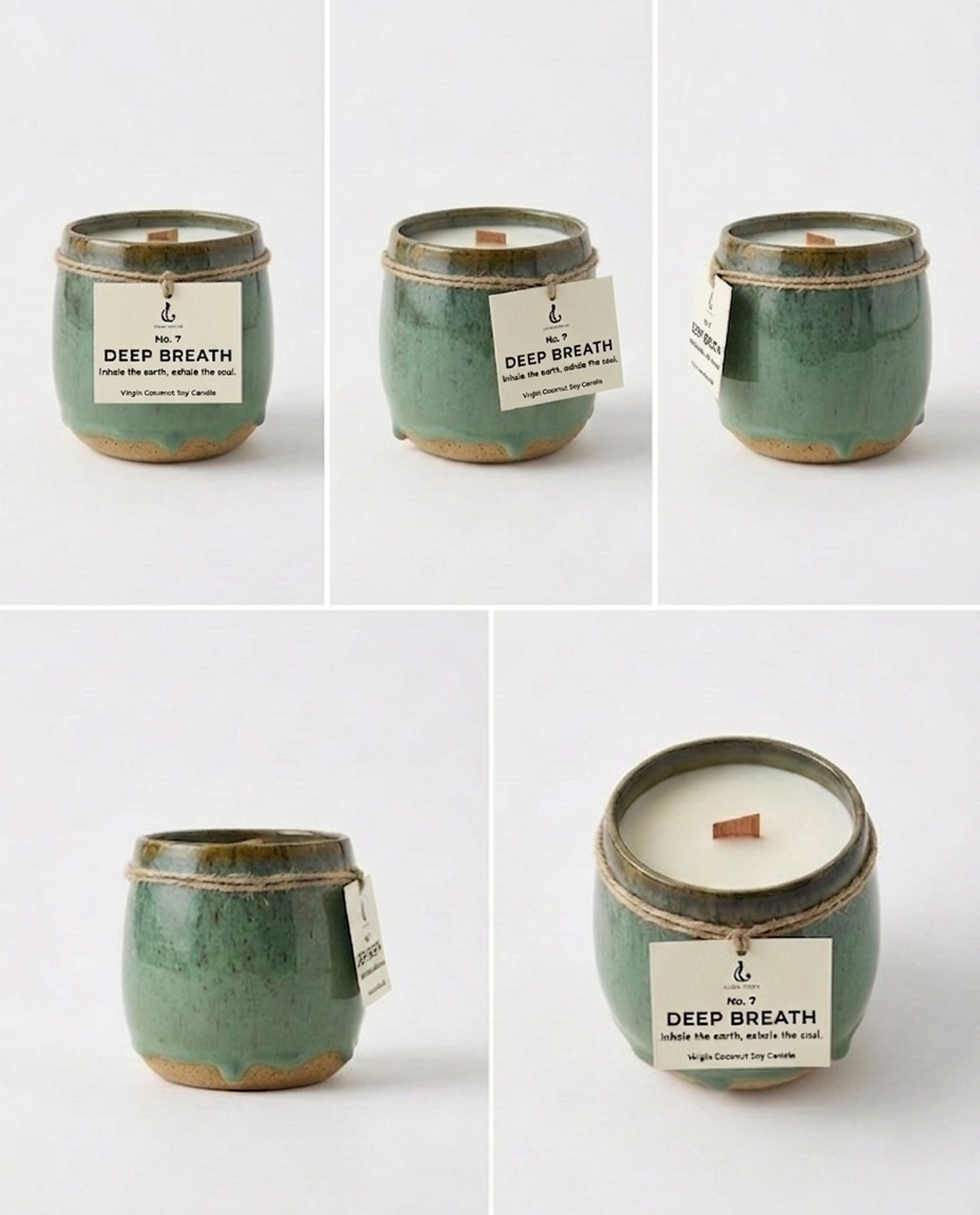 DEEP BREATH — Hand-Thrown Ceramic Candle | Forest Earthy