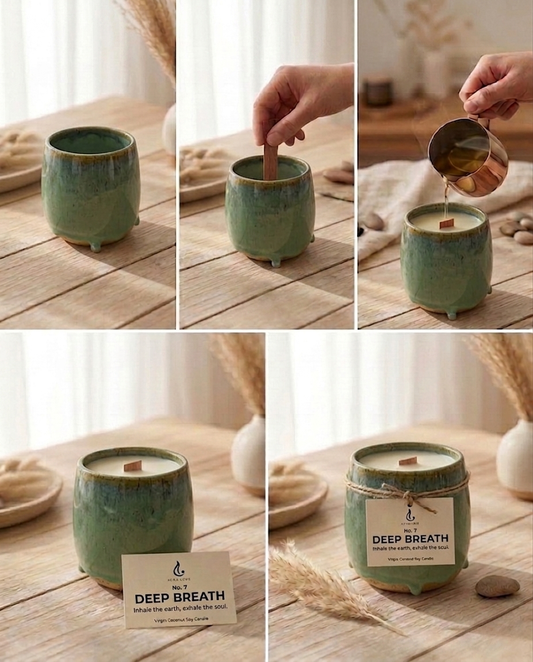 DEEP BREATH — Hand-Thrown Ceramic Candle | Forest Earthy