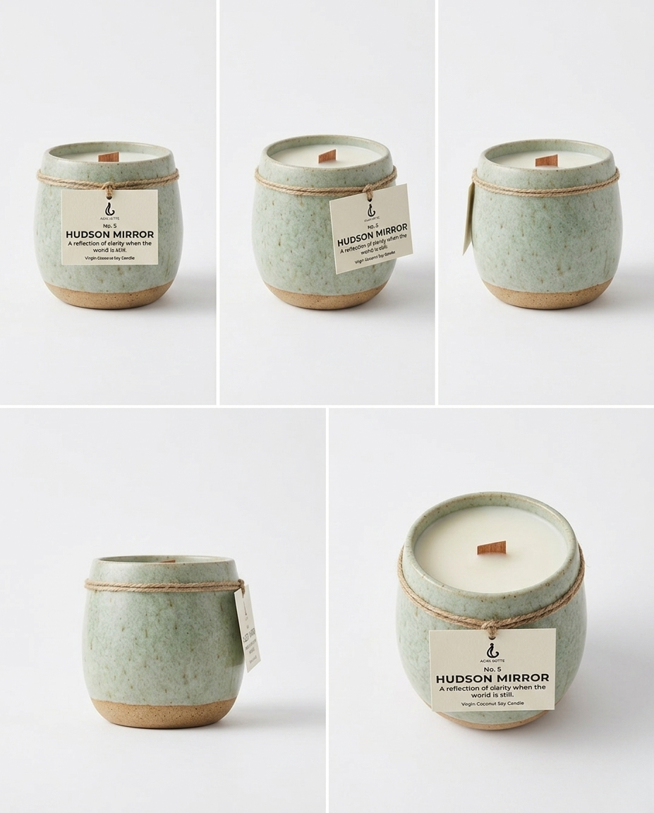 HUDSON MIRROR — Hand-Thrown Ceramic Candle | Aquatic Woody