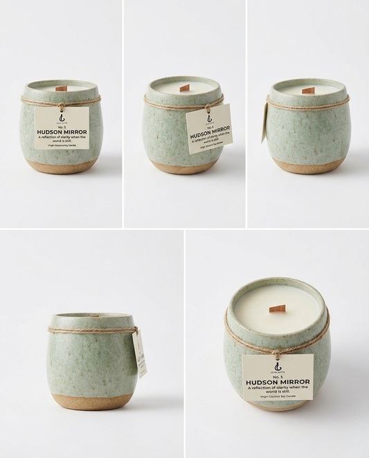 HUDSON MIRROR — Hand-Thrown Ceramic Candle | Aquatic Woody