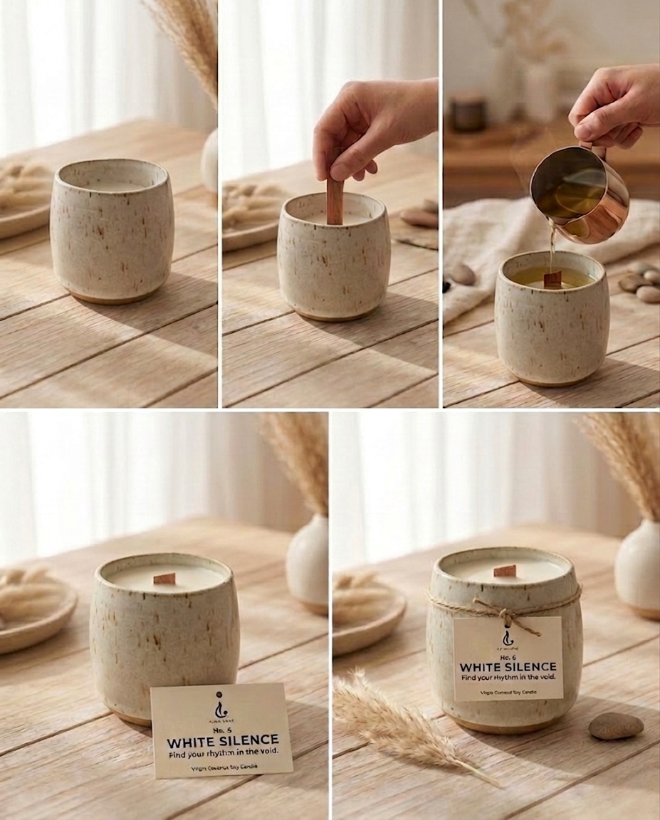 WHITE SILENCE — Hand-Thrown Ceramic Candle | Green Tea Floral