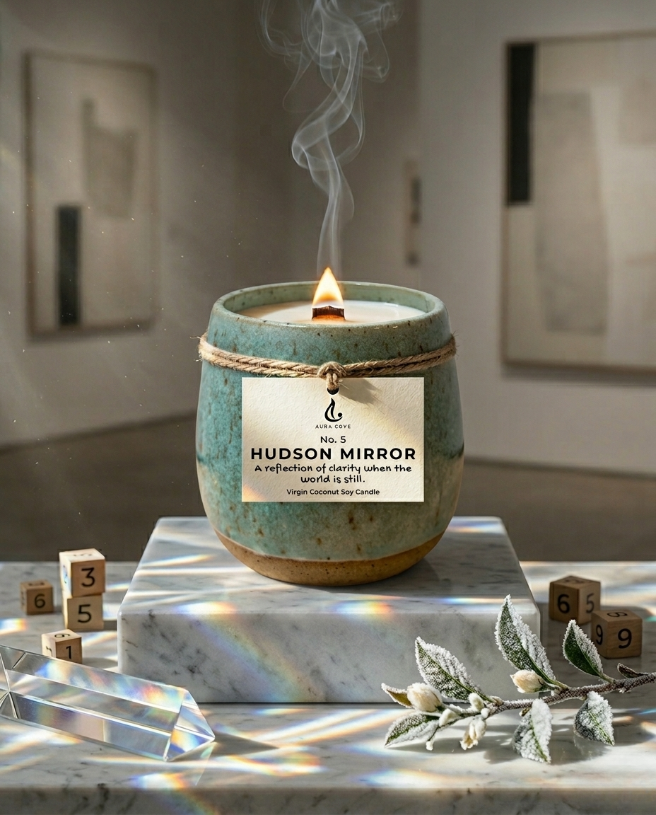 HUDSON MIRROR — Hand-Thrown Ceramic Candle | Aquatic Woody