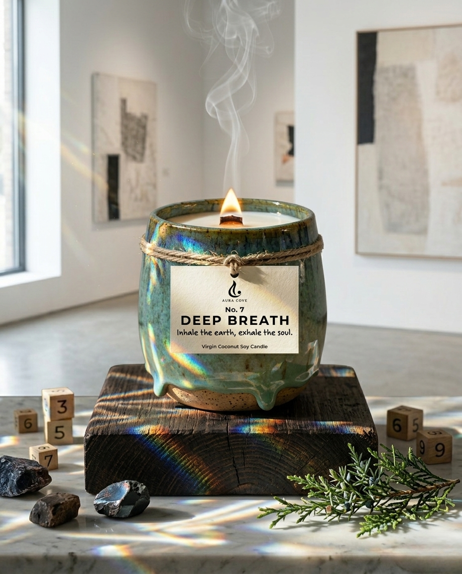 DEEP BREATH — Hand-Thrown Ceramic Candle | Forest Earthy